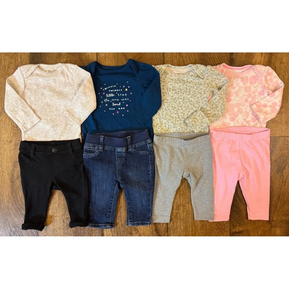 Baby Girl Clothes 0/3 Months Pants Jeans Bodysuit Shirts Outfits Long Sleeve Lot